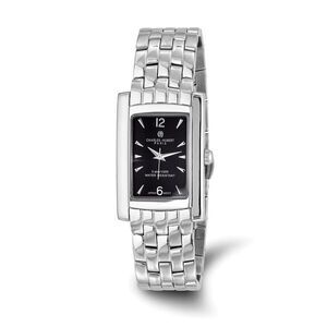Charles Hubert Mens Rectangular Black Dial Panther Link Watch